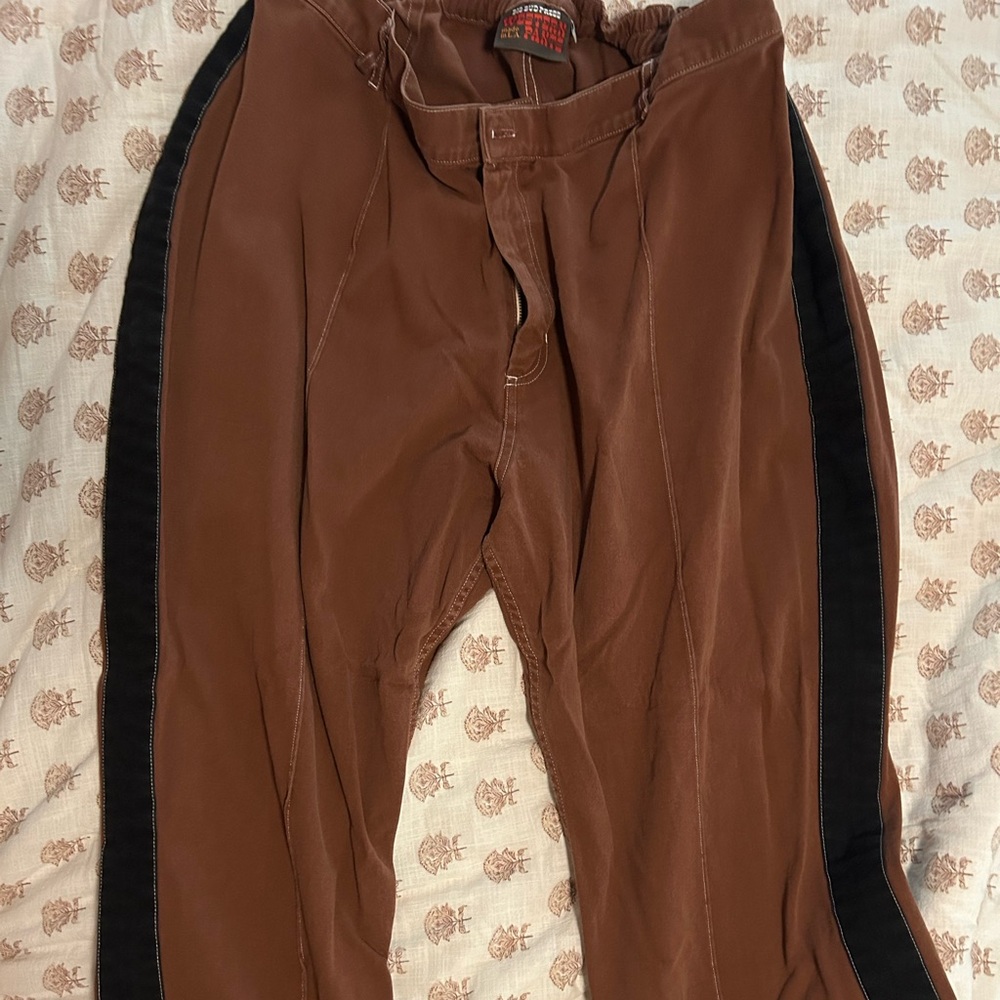 2X Big Bud Press Brown Western Pants with Black Stripe